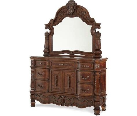 Aico Furniture Windsor Court Dresser And Mirror Set In Vintage Fruitwood 70050 60 54