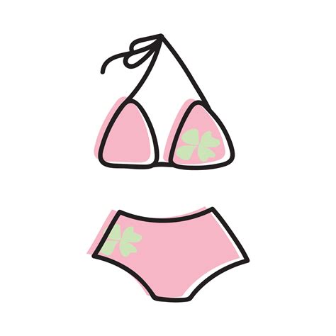 Simple Summer Vector Hand Drawn Illustration Cute Ruffle Bikini