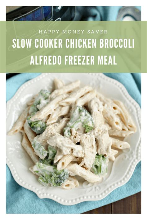 Season the chicken chunks lightly with salt and pepper and put them in a slow cooker. Slow Cooker Chicken Broccoli Alfredo Freezer Meal | Made ...