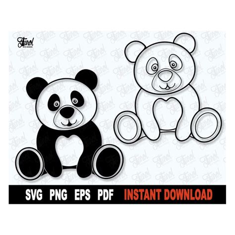 Panda Svg Bear Outline Svg Panda Bear Svg File For Cricut Inspire