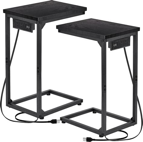 Amazon.com: AMHANCIBLE C Shaped End Table with Charging Station, Slim