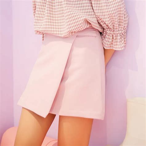 Summer Bandage Asymmetrical A Line Short Skirt Women 2017 White Pink High Waist Mini Party
