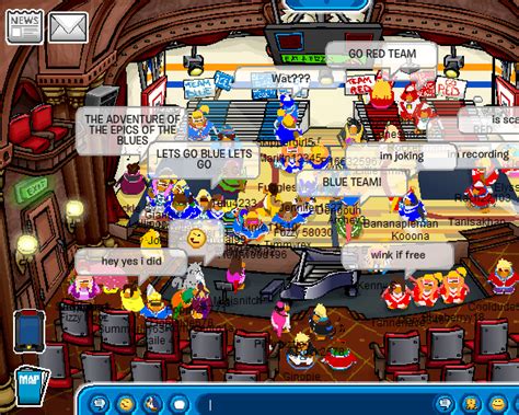 Then, click on the wall with the eight boards with the puffle pin. Ginopiecp: Team Red VS Team Blue Returns!!