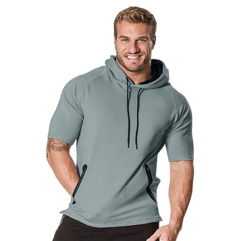 Sweatshirt 2019 Male Short Sleeve Solid Hoodie Men Purple Gray Plus