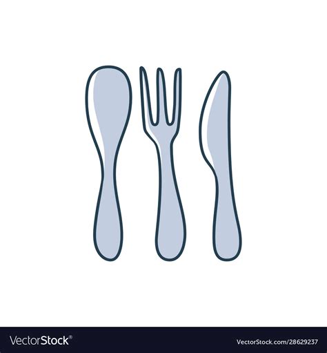Spoon Knife And Fork Cartoon Doodle Stock Icon Vector Image