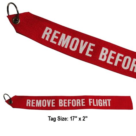 Remove before flight (en français : Remove Before Flight 17-inch Tag Metal Key Ring