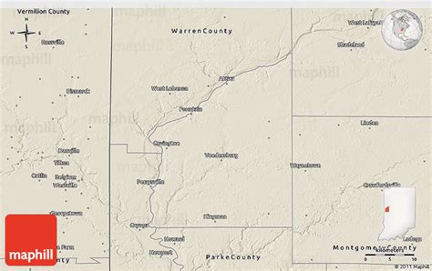 Shaded Relief 3d Map Of Fountain County