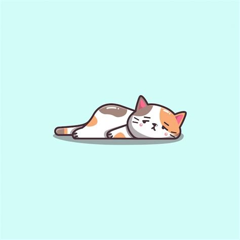 Premium Vector Cute Kawaii Hand Drawn Doddle Lazy And Bored Cat Mascot