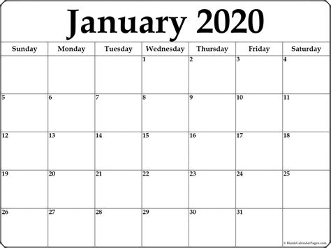 Calendar Jan 2020 Printable Free Letter Templates