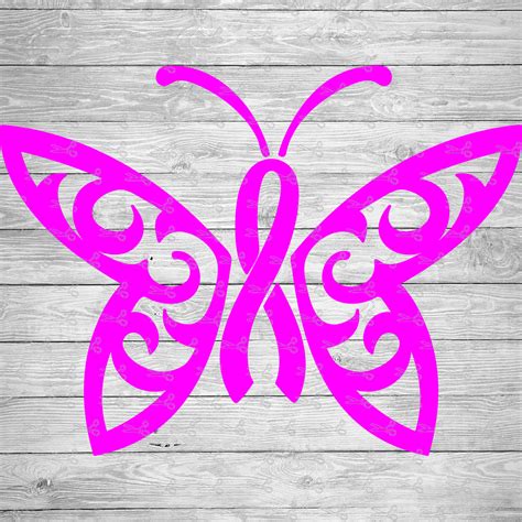Butterfly Cancer Ribbon SVG,EPS & PNG Files - Digital Download files