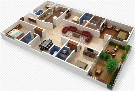 4 Bhk Home Design 3d 3d 4 Bhk Design Home House Plans