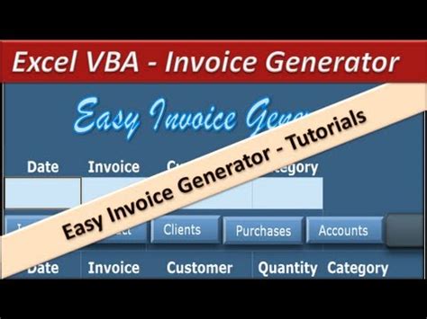 Hello everyone, welcome to excel 10 tutorial. VBA Excel - Invoice Generator - Microsoft Excel 2010 - YouTube
