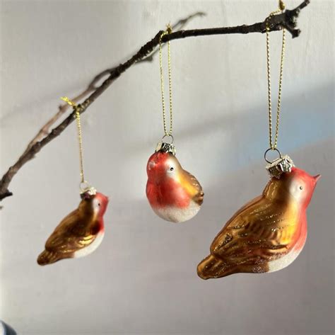 A Set Of Vintage Robin Christmas Tree Decorations Etsy
