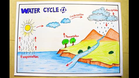 How To Draw Water Cycle Easy Drawing For Kids School Science Project