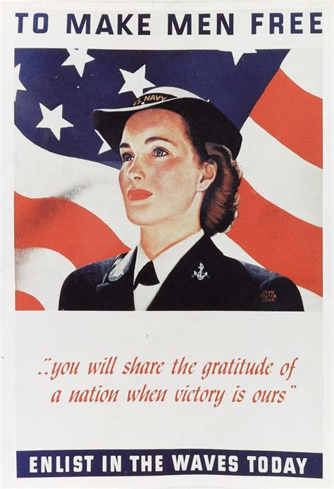 To Make Men Free Wwii Waves Recruiting Poster Women Of World War Ii