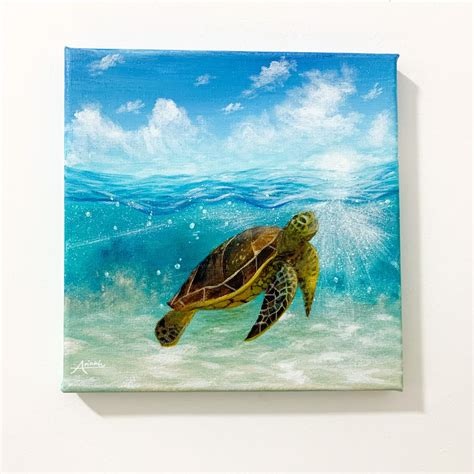 Acrylic Painting Tutorial Sea Turtle Under Water Turtle Painting