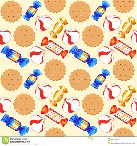 Seamless Background With Candies And Biscuits Stock Vector