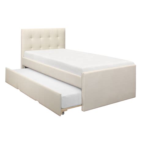 Emory Upholstered Twin Platform Bed With Trundle Cream By Hillsdale Living Essentials
