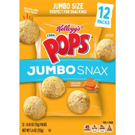 Kelloggs Corn Pops Jumbo Snax Caramel Crunch Cereal 12 Ct 045 Oz