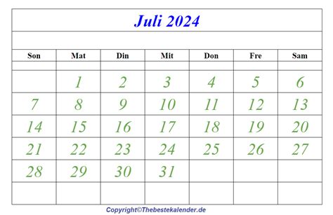 Juli Kalender 2024 The Beste Kalender