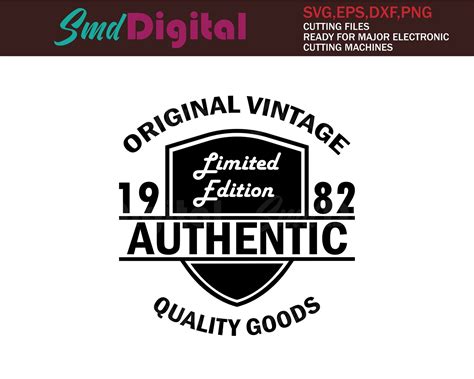Vintage 1982 anniversaire SVG PNG Édition limitée SVG | Etsy