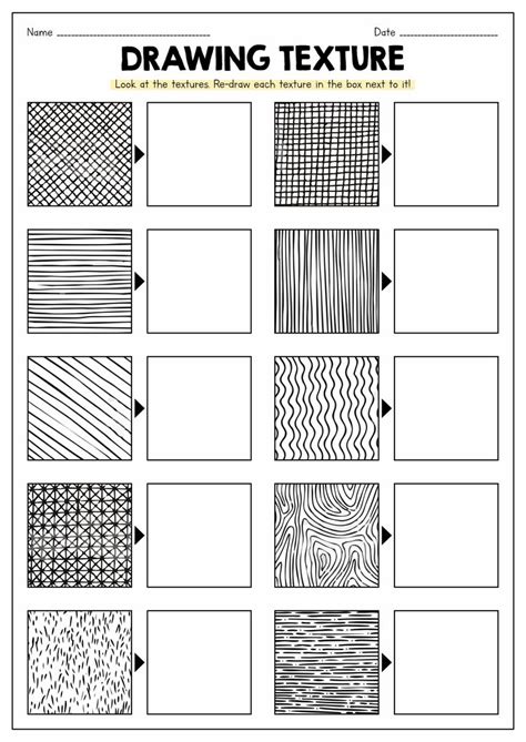 Drawing Texture Worksheet In 2022 Art Lessons Middle School Art