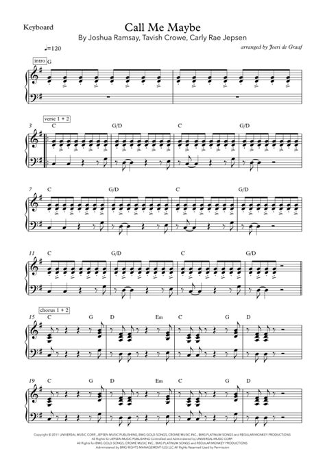 Call Me Maybe Sheet Music Carly Rae Jepsen Piano Solo