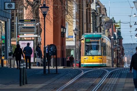 The Iconic Yellow Trams Of Norrkoping Sweden Editorial Photo Image