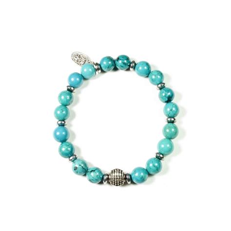 Bracelet Magnesite Turquoise Et H Matite Black Pearl Cr Ations