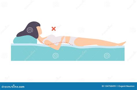 Woman Lying On Her Back Incorrect Sleeping Posture For Neck And Spine Unhealthy Sleeping