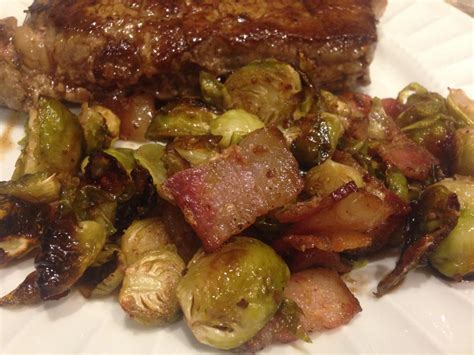 A perfect side dish for dinner! Balsamic Honey Mustard Roasted Brussels Sprouts with Bacon ...