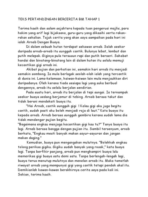 Daftar contoh teks perkenalan diri dalam bahasa inggris. TEKS BERCERITA BM TAHAP 1.docx