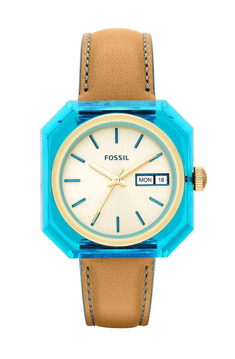 Fossil Wrist Pop Square Case Leather Strap Watch 36mm Nordstrom