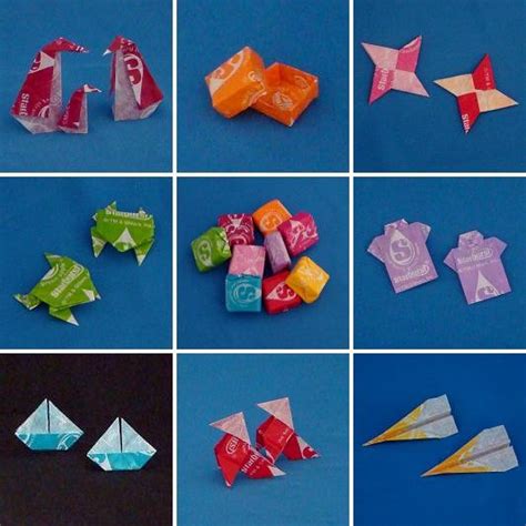 Chocolate candy wrappers taking place here are scanned from my real collection. Candy Wrapper Origami