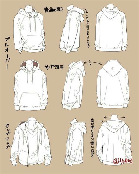 Baggy Hoodie Drawing ~ Coat Jacket Hoodie Sweatshirt Reference Clothes