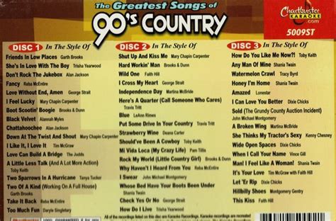 chartbuster karaoke greatest songs of 90s country hits karaoke cd album muziek