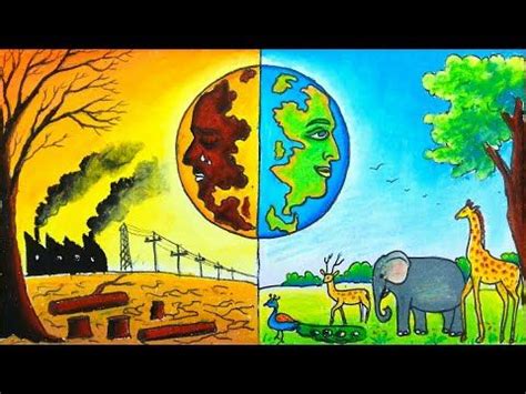 Bhutnath Painting Academy YouTube Earth Day Drawing Earth Drawings Save Earth Drawing