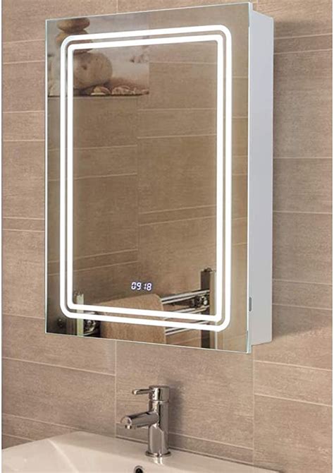 Warmiehomy Led Bathroom Mirror Cabinet With Lights Anti Fog Concealed Demister Shaver Socket
