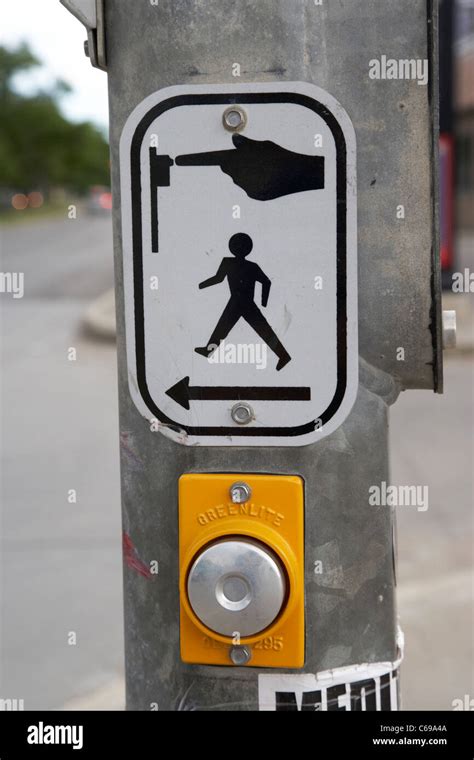 Push Button At Pedestrian Crossing Crosswalk Street Road Winnipeg