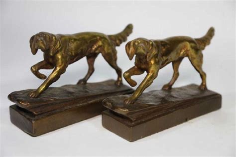 Armore Bronze Figural Pointer Dog Bookends
