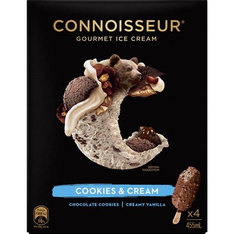 Connoisseur Ice Cream Cookies Cream 4 Pack Woolworths