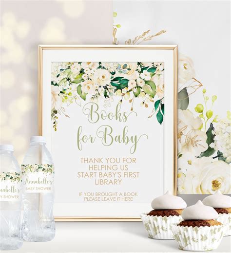 Printable White Floral Books For Baby Sign Anna And Ivey Design Co