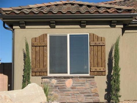 Interior plantation window shutters can transform your windows with the sleek and elegant look of shutters combined with the style and practicality of indoor window treatments. Rustic Exterior Window Shutters | Rustic Shutter Designs ...
