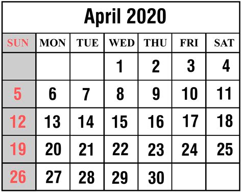 April 2020 Calendar Reminder For Your Meetings Free Printable Calendar