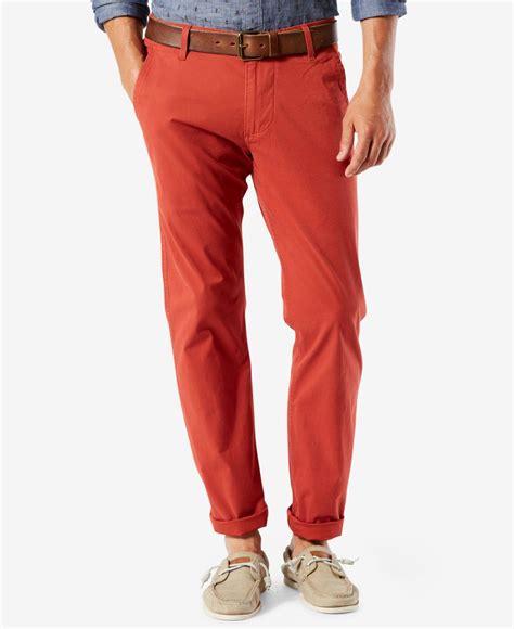 Lyst Dockers Mens Slim Tapered Alpha Khaki Pants In Red For Men