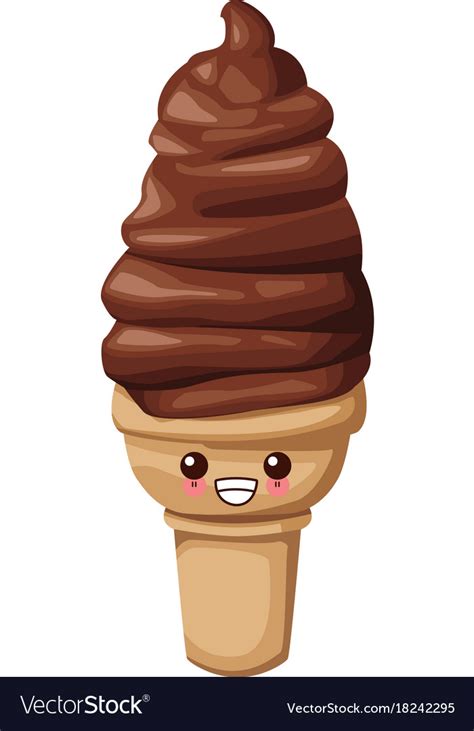 Ice Cream Cone Cute Kawaii Cartoon Royalty Free Vector Image