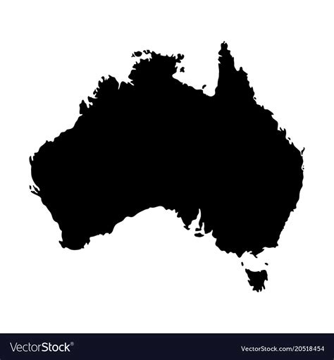 Silhouette Map Australia In Black Isolated On Vector Image