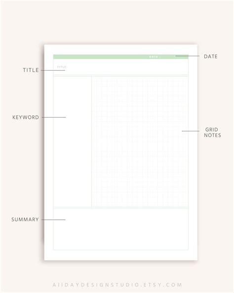 A5 Simple Cornell Notes College Note Taking Template Inserts Etsy