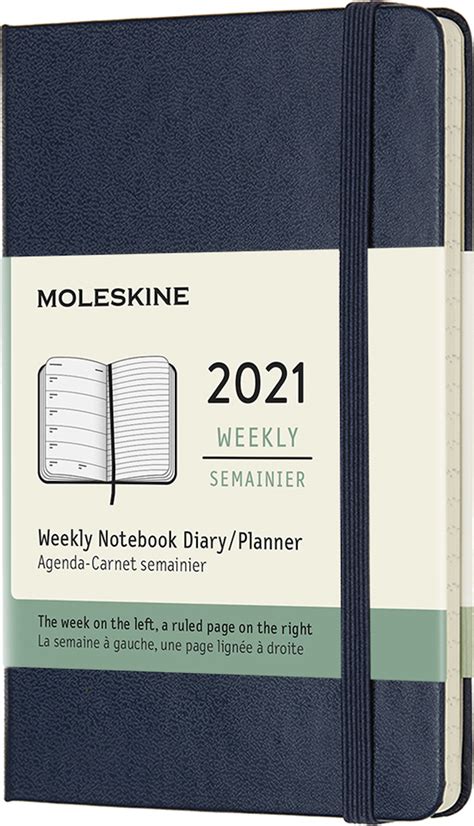 moleskine Ατζέντα 2021 12 month weekly notebook planner pocket 9x14cm sapphire blue hard cover