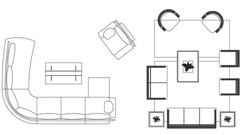 Living Room Furniture Cad Blocks Top View Drawing Dwg File Cadbull My